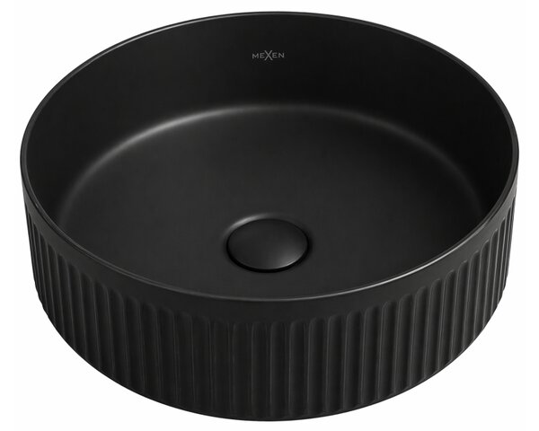 Mexen Grovo ριγέ νιπτήρας πάγκου 35 x 35 cm, μαύρο ματ - 22303585