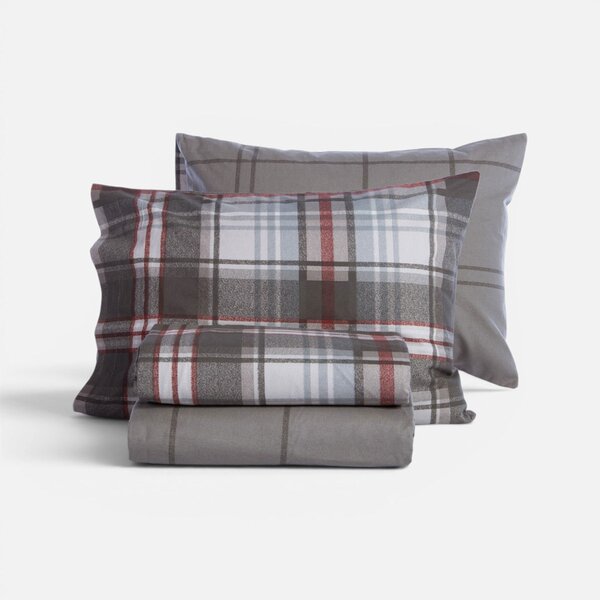Φανελένια Σεντόνια Υπέρδιπλα (Σετ) Nef-Nef Homeware Flannel Resten Grey
