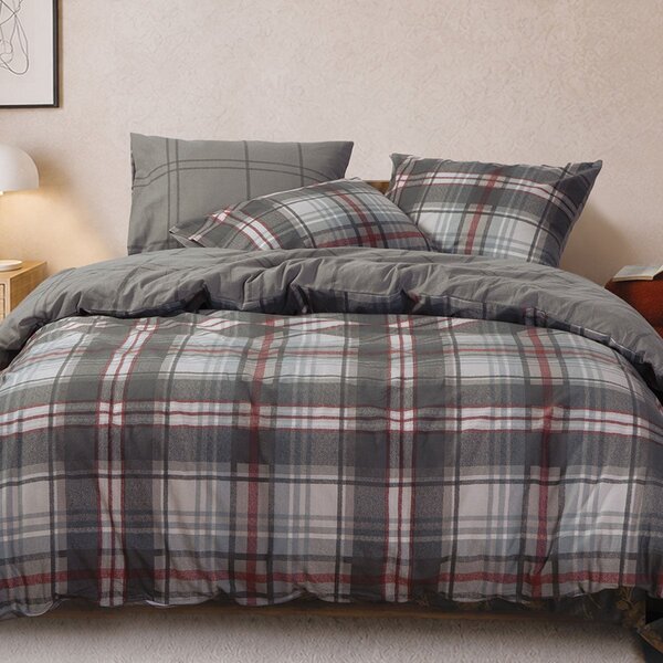 Φανελένια Σεντόνια Υπέρδιπλα (Σετ) Nef-Nef Homeware Flannel Resten Grey