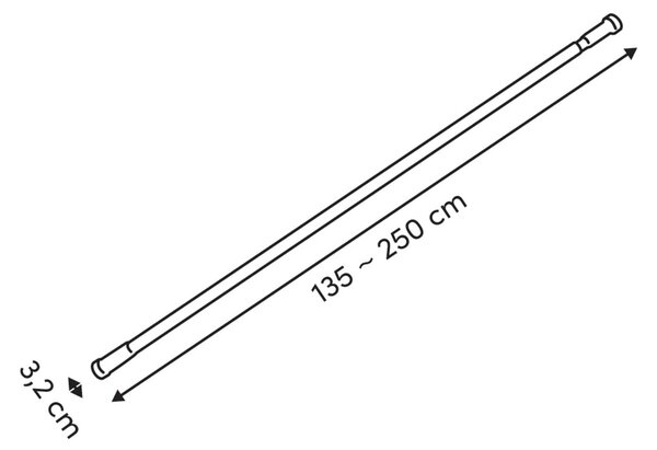 Πτυσσόμενος Βραχίονας Μπάνιου 135-250cm F-V Black 160820A