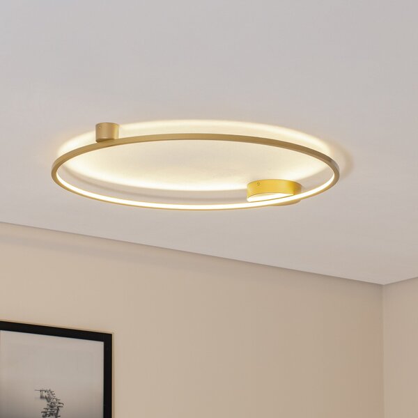 Milagro Lighting Φωτιστικό οροφής LED Saturno, χρυσό, Ø 80 cm, μέταλλο, 4.000 K, Χρυσό / Ορείχαλκου, Σαλόνι / τραπεζαρία, Αλουμίνιο, σύγχρονο