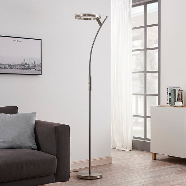 Lindby LED φωτιστικό δαπέδου Darion, γκρι, μεταλλικό, dimmable, 180cm, ρυθμιζόμενος, Γκρι, Σαλόνι / τραπεζαρία, Μέταλλο, σύγχρονο
