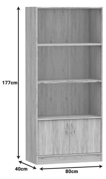 Βιβλιοθήκη Burcy oak 80x40x177εκ