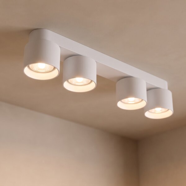 Nordlux Downlight Pitcher, λευκό/ασημί, 4 λάμπες, μέταλλο, GU10, ρυθμιζόμενος, Λευκό, Σαλόνι / τραπεζαρία, Μέταλλο, σύγχρονο