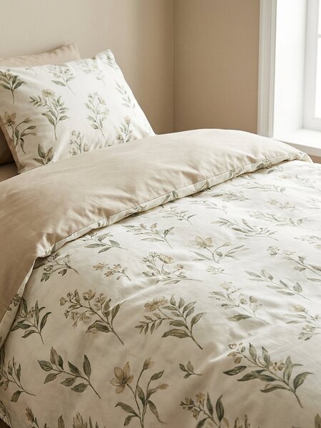 Sinsay - Σετ Κλινοσκεπασμάτων με Φυτικό Μοτίβο - καφετι πρασινο