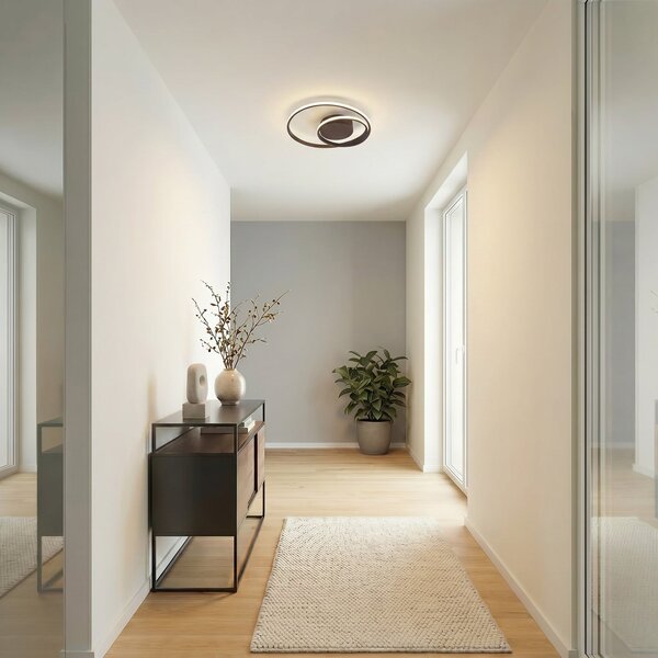 Lindby LED φωτιστικό οροφής Emisua, μαύρο, CCT, dimmable, ρυθμιζόμενος, Μαύρο, Σαλόνι / τραπεζαρία, Αλουμίνιο, σύγχρονο