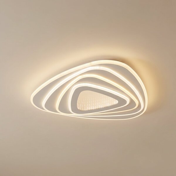 Lindby LED οροφής Rebeka, 48x49cm, CCT, τηλεχειριστήριο, ρυθμιζόμενος, Λευκό, Σαλόνι / τραπεζαρία, Μέταλλο, σύγχρονο