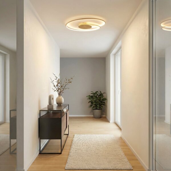 Lindby LED φωτιστικό οροφής Joline, Ø 74 cm, χρυσό χρώμα, μέταλλο, Χρυσό / Ορείχαλκου, Σαλόνι / τραπεζαρία, Μέταλλο, σύγχρονο