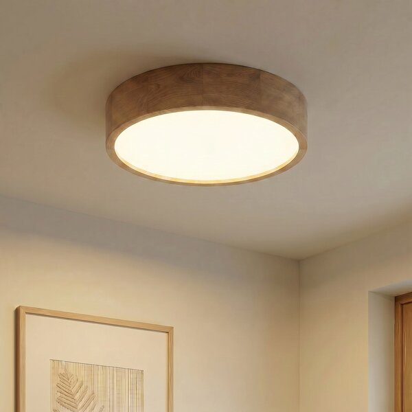 TEMAR LIGHTING Φωτιστικό οροφής Cleo, Ø 48 cm, 4-φωτιστικό, ξύλο δρυός, E27, ρυθμιζόμενος, Ξύλου, Σαλόνι / τραπεζαρία, Ξύλο, σύγχρονο