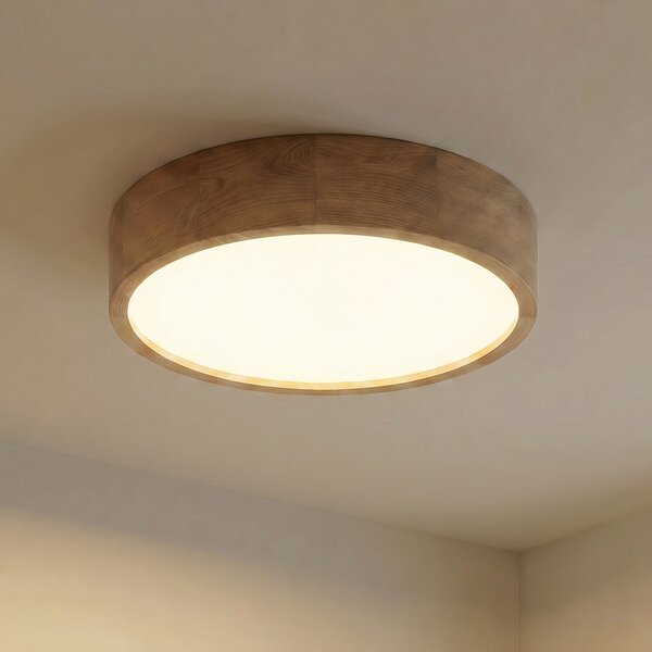 TEMAR LIGHTING Φωτιστικό οροφής Cleo, Ø 48 cm, 4-φωτιστικό, ξύλο δρυός, E27, ρυθμιζόμενος, Ξύλου, Σαλόνι / τραπεζαρία, Ξύλο, σύγχρονο