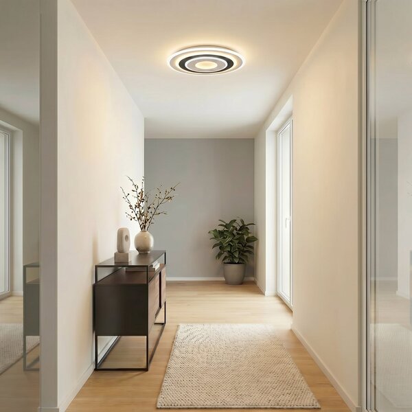 Lindby LED φωτιστικό οροφής Rebeka, στρογγυλό, Ø 70 cm, CCT, ρυθμιζόμενο, ρυθμιζόμενος, Λευκό, Σαλόνι / τραπεζαρία, Πλαστικό, σύγχρονο