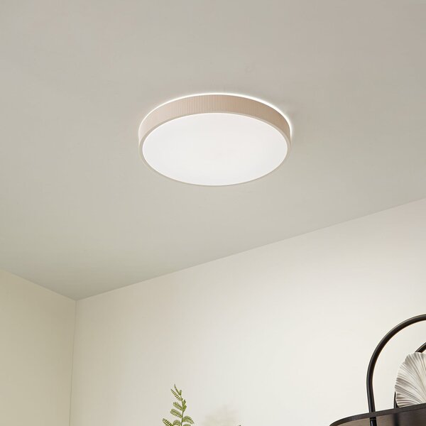 Lindby Φωτιστικό οροφής LED Zylo, μπεζ, Ø 49 cm, CCT, με δυνατότητα ρύθμισης, ρυθμιζόμενος, Μπεζ, Σαλόνι / τραπεζαρία, Πλαστικό