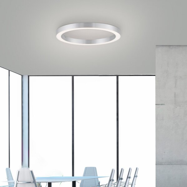 PURE LED φωτιστικό οροφής Lines, Ø 50 cm, ασημί, CCT, ρυθμιζόμενος, Γκρι, Σαλόνι / τραπεζαρία, Μέταλλο, σύγχρονο