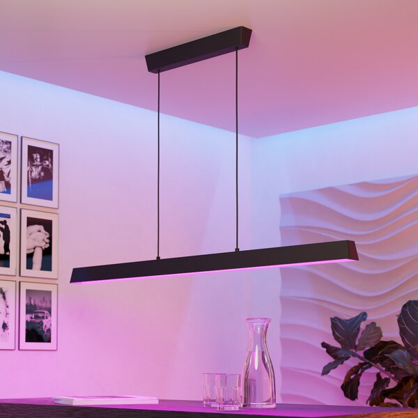 EGLO connect Simolaris-Z LED κρεμαστό φωτιστικό, 122cm, ρυθμιζόμενος, Μαύρο, Σαλόνι / τραπεζαρία, Μέταλλο, σύγχρονο