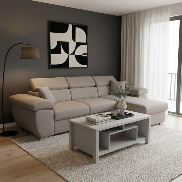 Γωνιακός Καναπές Comy Καφέ - Μπεζ 286x160x75-90 cm