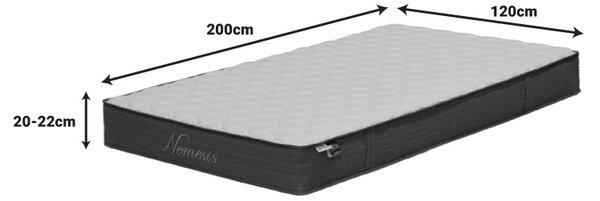 Στρώμα με ελατήρια pocket διπλής όψης 19 cm Nemesis Pako World Λευκό 120x200x22 cm