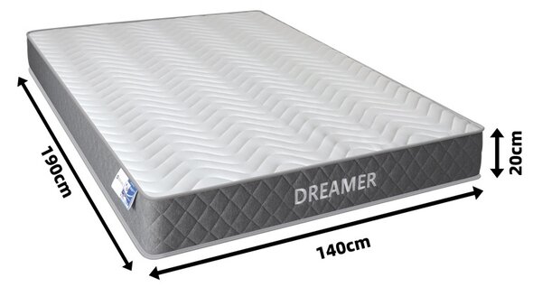 Στρώμα διπλής όψης με ελατήρια pocket, Dreamer, Λευκό, 140x190x20 cm