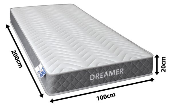 Στρώμα διπλής όψης με ελατήρια pocket, Dreamer, Λευκό, 100x200x20 cm