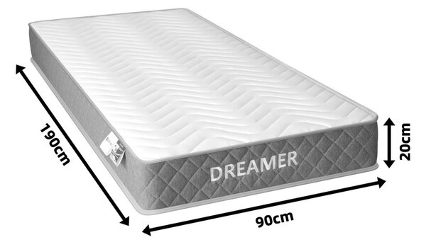Στρώμα διπλής όψης με ελατήρια pocket, Dreamer, Λευκό, 90x190x20 cm