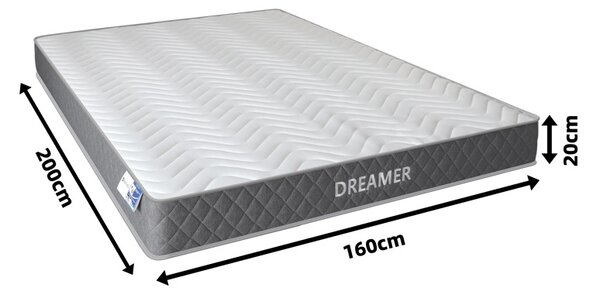 Στρώμα διπλής όψης με ελατήρια pocket, Dreamer, Λευκό, 160x200x20 cm