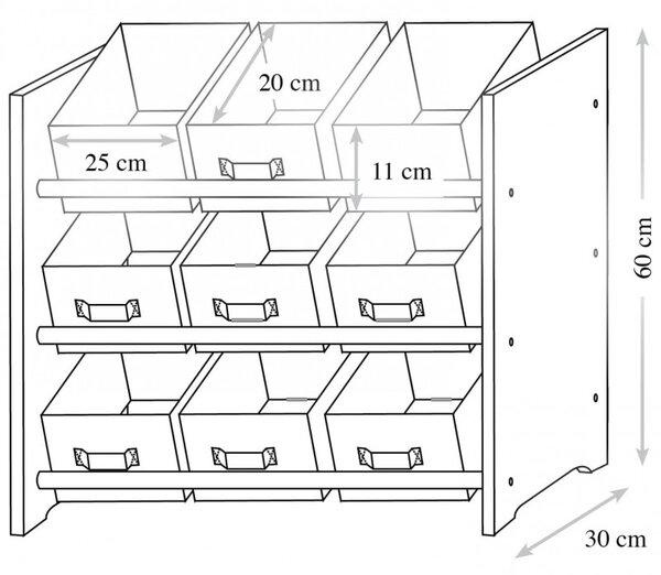 Ντουλάπι αποθήκευσης Kesper 1770613, Για παιδικό δωμάτιο, 9 υφασμάτινα κουτιά, 3 επίπεδα, Εικονογράφηση, Γκρι