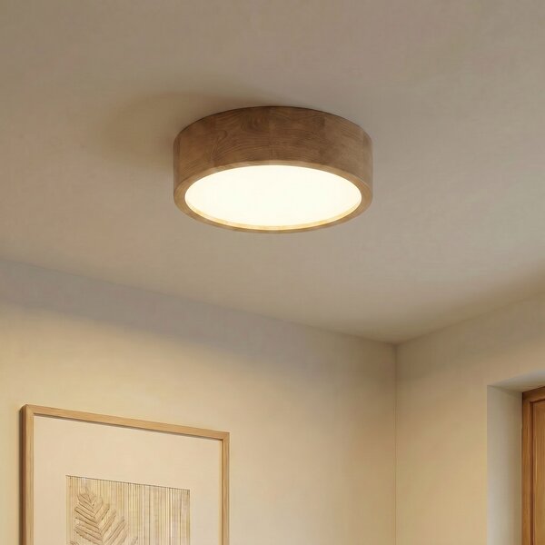 TEMAR LIGHTING Φωτιστικό οροφής Cleo, Ø 38 cm, 3-φωτιστικό, ξύλο δρυός, E27, ρυθμιζόμενος, Ξύλου, Σαλόνι / τραπεζαρία, Ξύλο, σύγχρονο