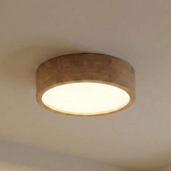 TEMAR LIGHTING Φωτιστικό οροφής Cleo, Ø 38 cm, 3-φωτιστικό, ξύλο δρυός, E27, ρυθμιζόμενος, Ξύλου, Σαλόνι / τραπεζαρία, Ξύλο, σύγχρονο