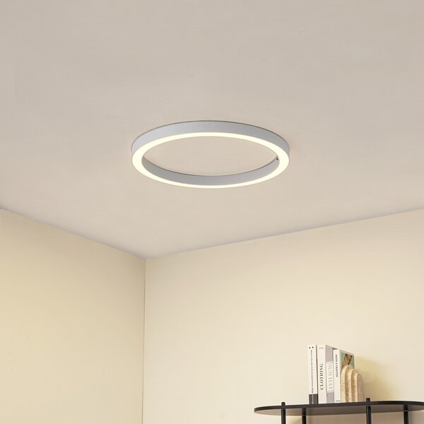 Lucande LED φωτιστικό οροφής Neor, λευκό, Ø 60 cm, CCT, ρυθμιζόμενο, ρυθμιζόμενος, Λευκό, Διάδρομος, Μέταλλο, σύγχρονο