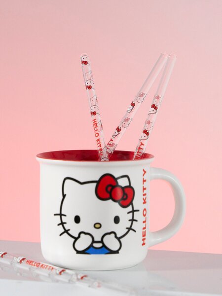 Sinsay - Σετ γυάλινων καλαμακιών Hello Kitty με βουρτσάκι καθαρισμού, 5 τεμ. - πολυχρωμο