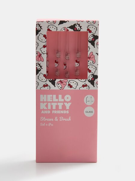 Sinsay - Σετ γυάλινων καλαμακιών Hello Kitty με βουρτσάκι καθαρισμού, 5 τεμ. - πολυχρωμο
