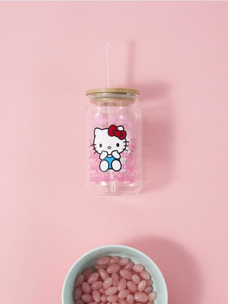 Sinsay - Κούπα με καπάκι και καλαμάκι Hello Kitty - πολυχρωμο