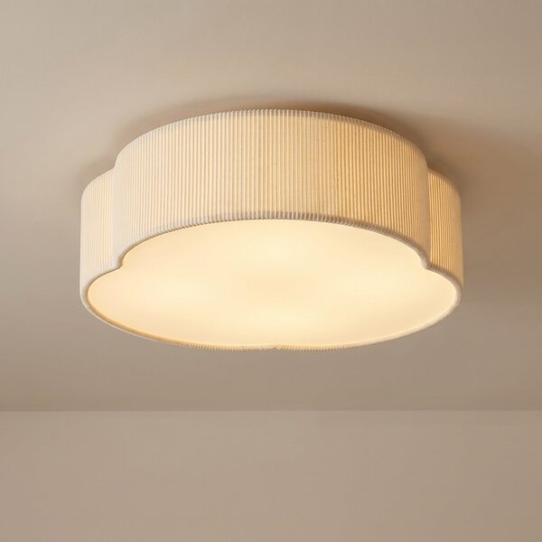 Lindby Φωτιστικό οροφής LED Winona, με κορδόνι, 48 εκ., κρεμ, CCT, ρυθμιζόμενος, Μπεζ, Σαλόνι / τραπεζαρία, Ύφασμα / Κλωστοϋφαντουργία