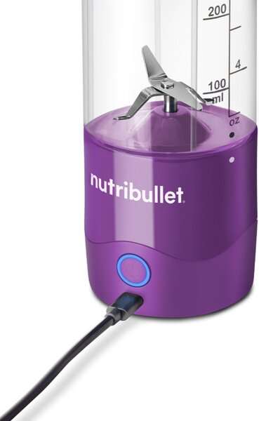 Φορητό μπλέντερ USB Nutribullet NBP003PU, 2000 mAh, 475 ml, 4 λεπίδες, θρυμματισμός πάγου, έως 15 κύκλοι, μωβ