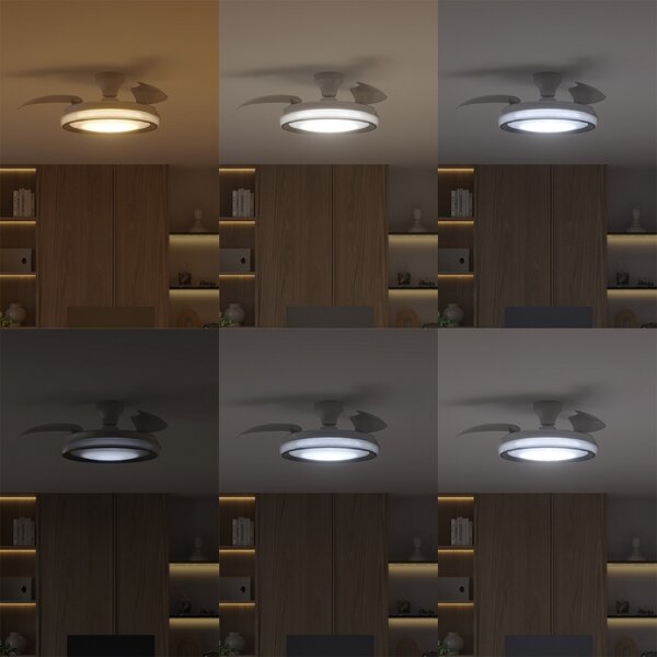 Philips Ανεμιστήρας οροφής LED Bliss, λευκός γυαλιστερός, DC, αθόρυβος, ρυθμιζόμενος, Λευκό, Σαλόνι / τραπεζαρία, Μέταλλο, σύγχρονο