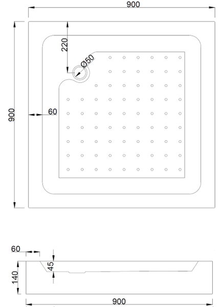 Mexen Rio τετράγωνη ντουζιέρα 90 x 90 cm, λευκή - 45109090
