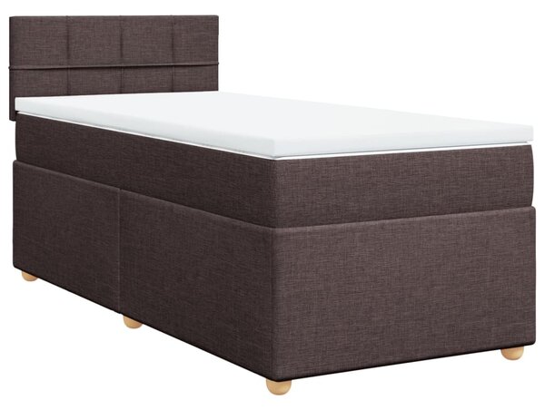 VidaXL Κρεβάτι Boxspring με Στρώμα Σκούρο Καφέ 100x200 εκ. Υφασμάτινο