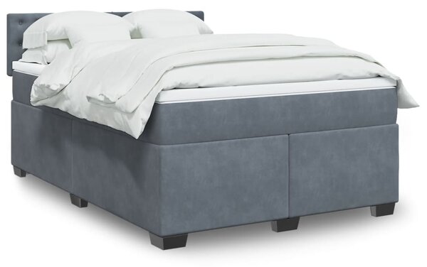 VidaXL Κρεβάτι Boxspring με Στρώμα Σκούρο Γκρι 140x200 εκ. Βελούδινο