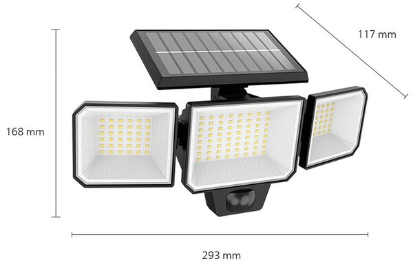 Philips LED ηλιακό φωτιστικό τοίχου Nysil, 3-φωτός, αισθητήρας