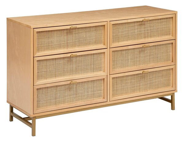 Συρταριέρα atmosphera Rayo, 6 συρτάρια, 120x40cm, MDF, ξύλο σημύδας