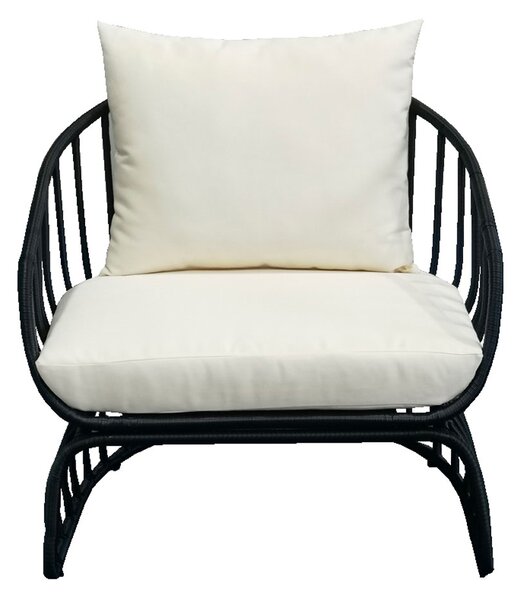 Misa Πολυθρόνα rattan μαύρη 78x85x75cm 22-0158