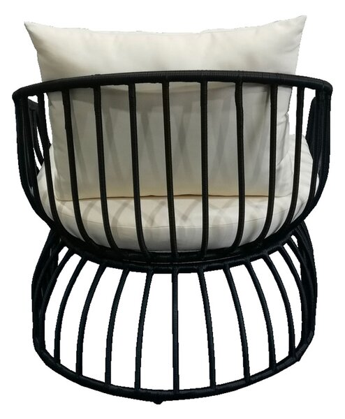 Misa Πολυθρόνα rattan μαύρη 78x85x75cm 22-0158