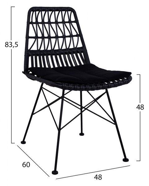 Ap Καρέκλα Sardinia μεταλλική rattan μαύρο 48x60x84εκ. - 610203