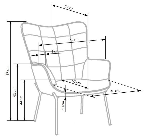 Πολυθρόνα Houston 868, 71x79x97cm, Πόδια: Μέταλλο