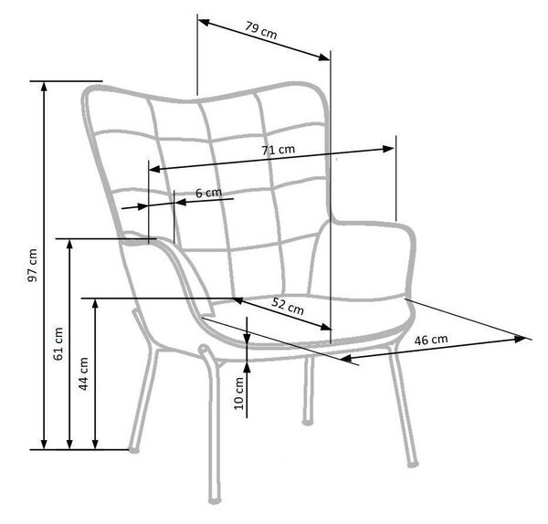 Πολυθρόνα Houston 868, Σκούρο πράσινο, 71x79x97cm, Πόδια: Μέταλλο