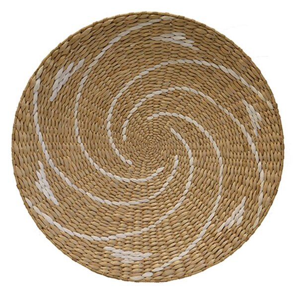 MOD Premium Διακοσμητικό τοίχου ψάθινο seagrass λευκό spiral 50x6cm 67588