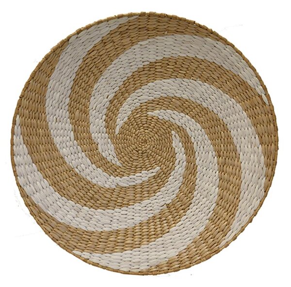 MOD Premium Διακοσμητικό τοίχου ψάθινο seagrass λευκό spiral 50x6cm 67619