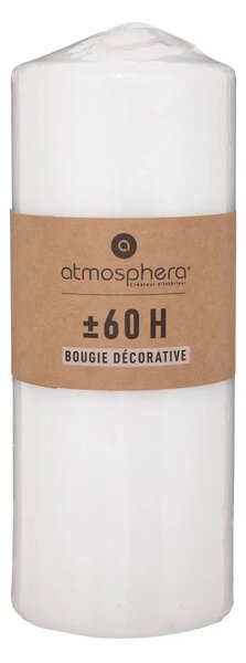 Άοσμο στρογγυλό κερί atmosphera Many, 6,8 x 18 εκ., λευκό