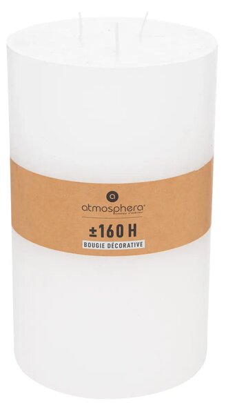 Άοσμο στρογγυλό κερί atmosphera Olia, 14 x 23 εκ., λευκό