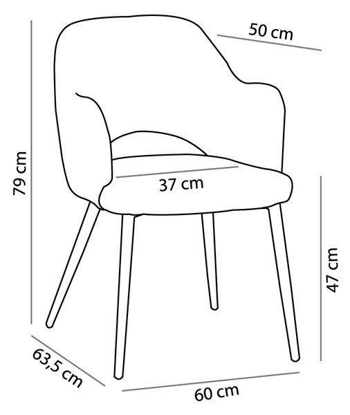 Ascot καρέκλα γκρι σκούρο 60x44xH79cm 03-1065