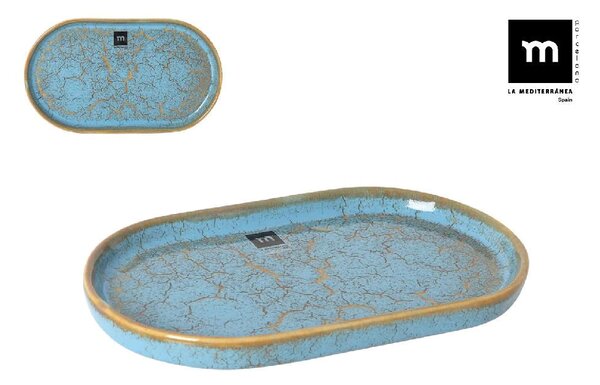 Οβάλ πιατέλα LA MEDITERRANEA Scratch Blue, πορσελάνη — Μέγεθος: 21×12 cm